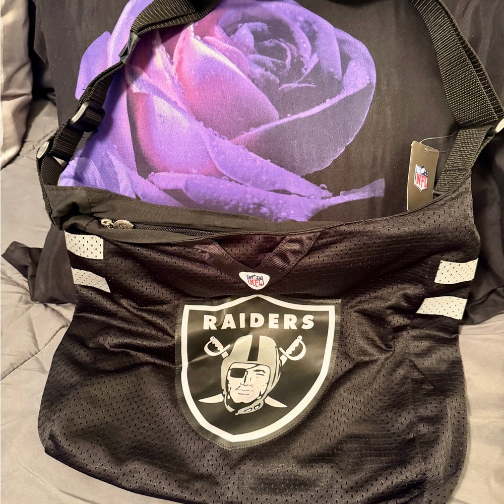 NFL Raiders Black and Silver Messenger Bag